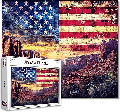 Miniatura 17 de Rompecabezas vintage de la bandera estadounidense de 1000 piezas para adultos, rompecabezas de Cruz cristiana de Estados Unidos para desafiantes