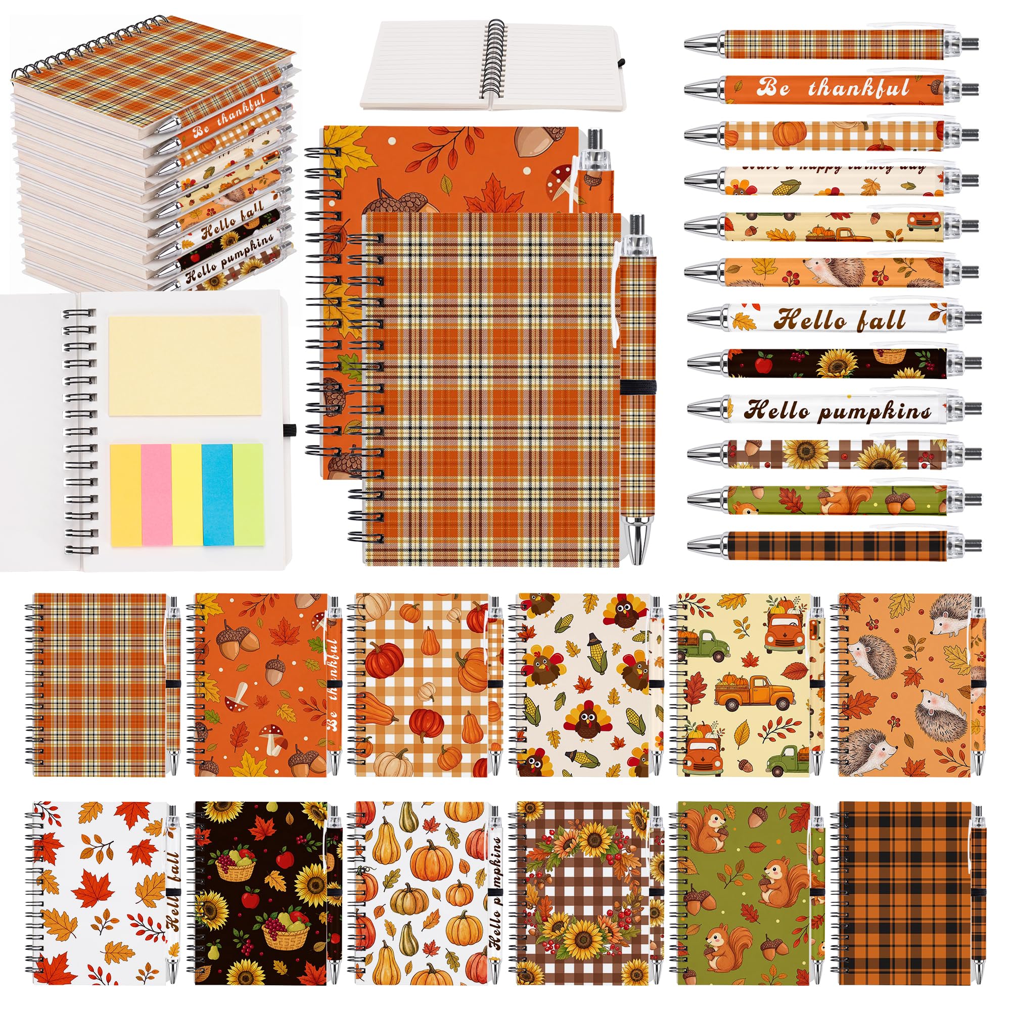 Sprial Notebooks with Pens Bulk, 48 Pcs, 5.5 x 4.7 Inch, Festive