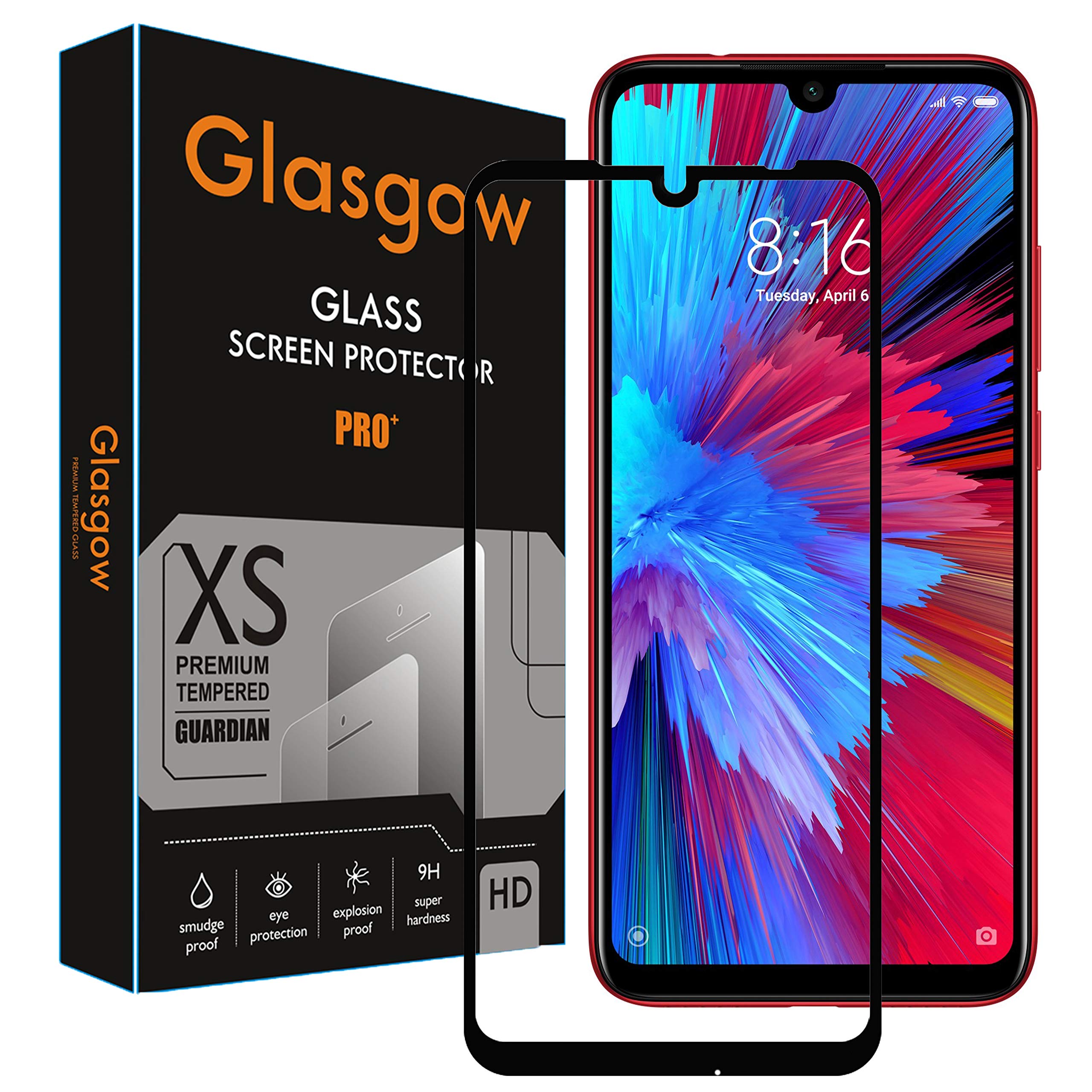 Glasgow premium edge to edge full screen coverage tempered glass screen protector for mi redmi note 7s [flexible] [gorilla] bubble free installation [screatch proof] [guard] - black (B07WGPSJZY) Amazon Price History, Amazon Price Tracker