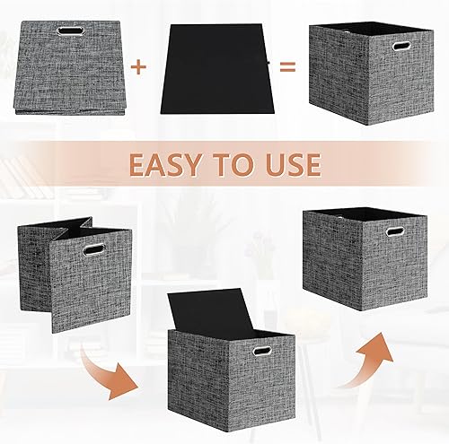 Miniatura 6 de Posprica Contenedores de almacenamiento plegables de 13 x 15 x 13 pulgadas, cajas de almacenamiento plegables de tela, cestas de almacenamiento