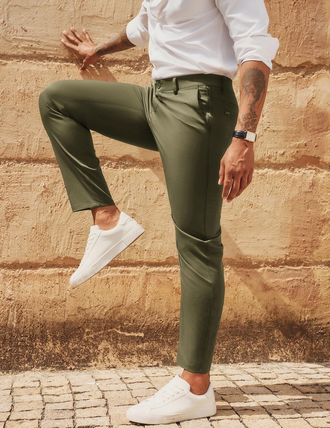 PJ PAUL JONES Mens Golf Pants Stretch Work Dress Pant Casual Classic Fit Lightweight Slacks Trousers with 5 Pockets - Image 2