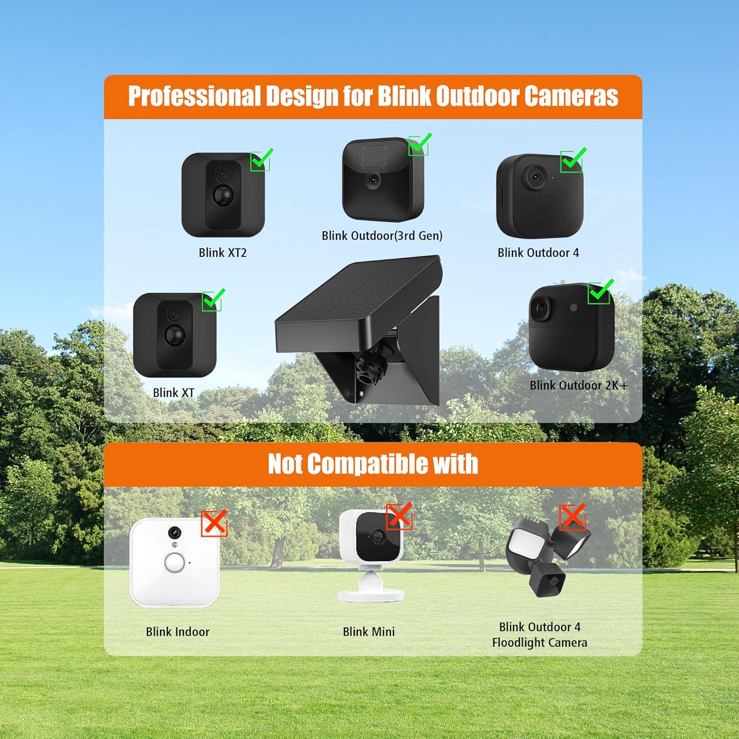 Solar Panel for Blink Outdoor 2K+/4(4th Gen)/(3rd Gen) XT3 and XT2/XT Camera, Solar Panel Charger Mount for Blink Camera with Built-in Battery, Waterproof, Adjustable Angle(Camera not Included)