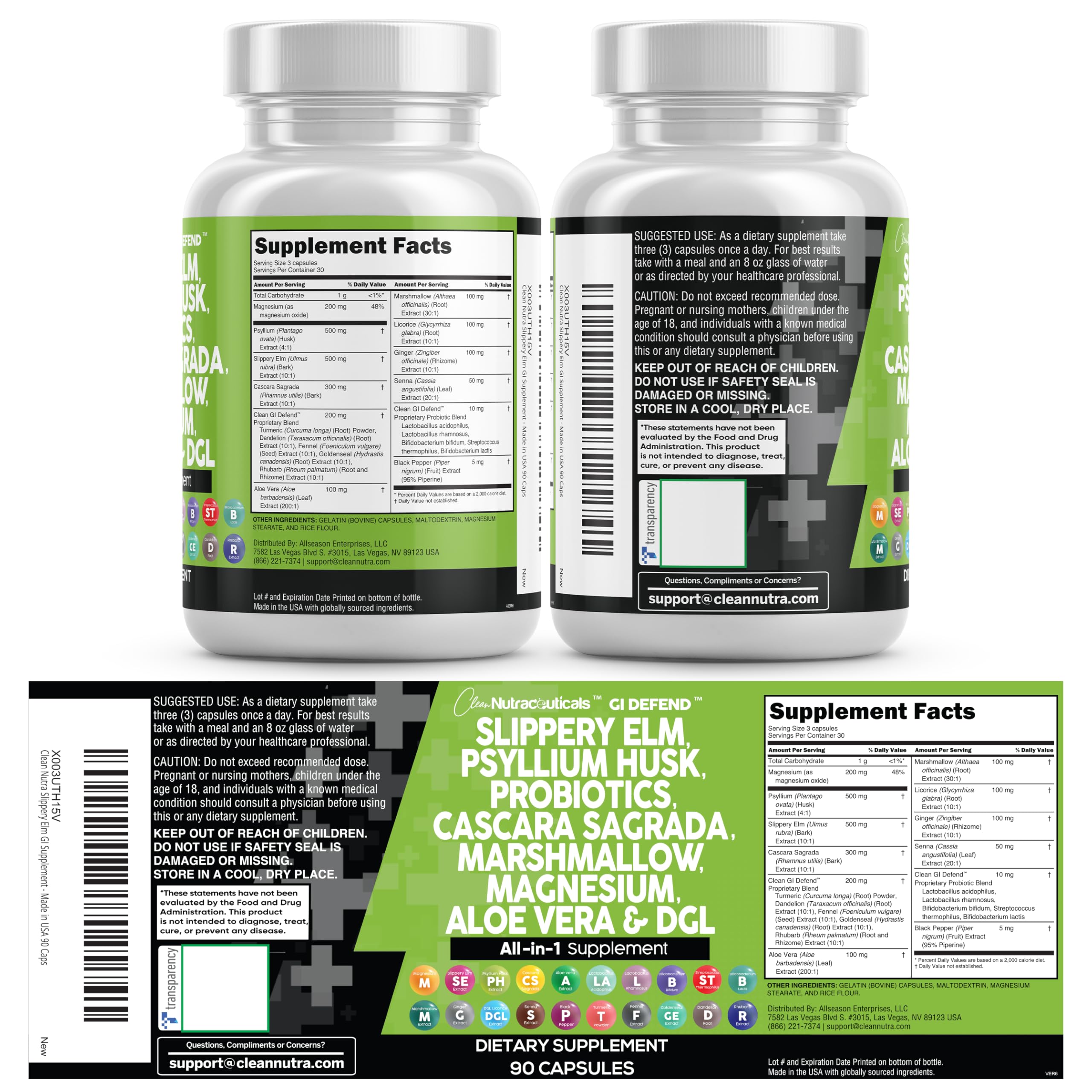Clean Nutraceuticals Slippery Elm Psyllium Husk Pre Probiotic Digestive Gut Health Supplement with Aloe Vera Cascara Sagrada Marshmallow Root DGL Licorice Senna Extract — Amazon image 9