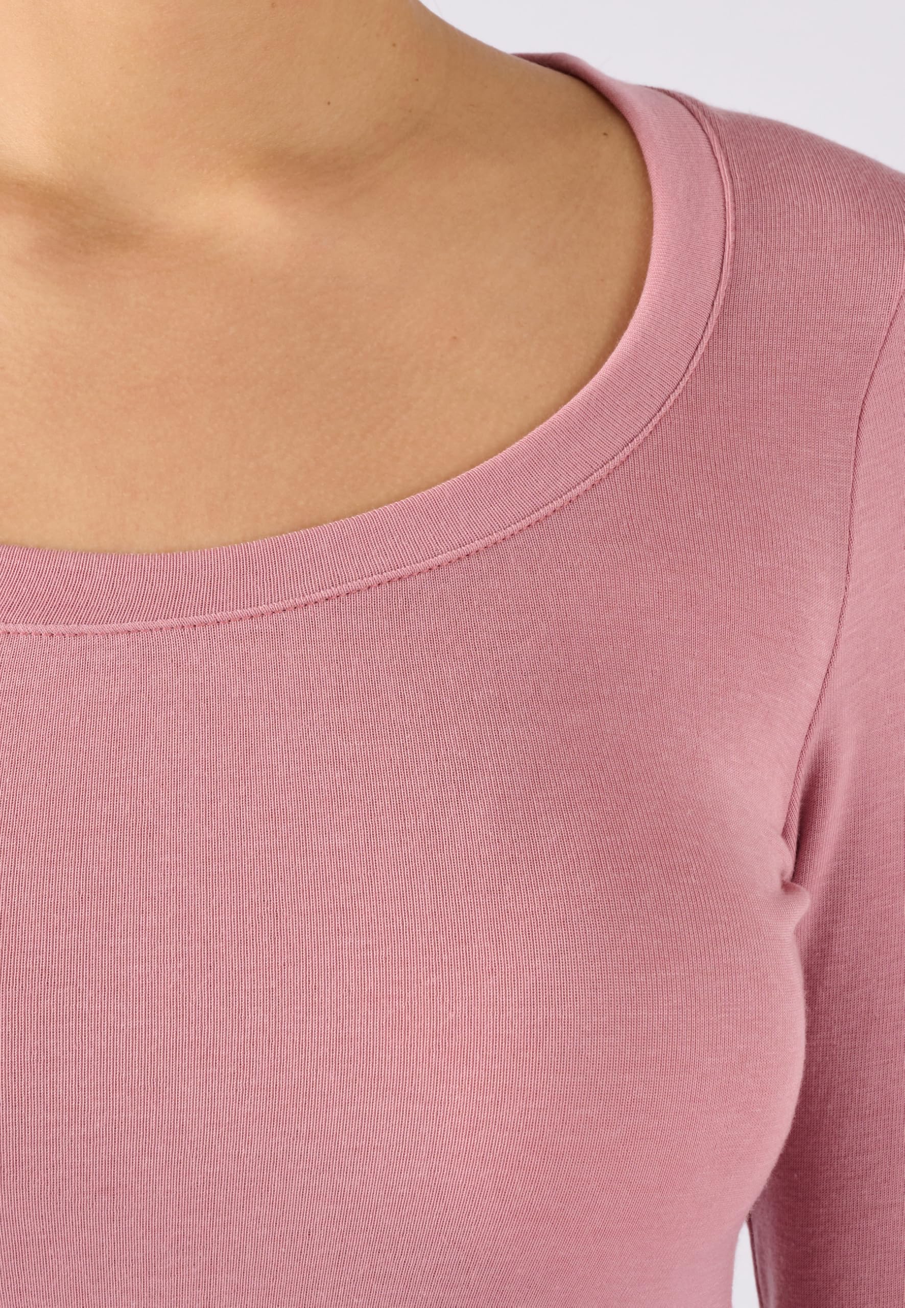 Damart Thermolactyl Sensitive Femme T-Shirt | Fine côte, Col Rond, Manches longues, Sous-vêtement Thermique, Rose, 46-48
