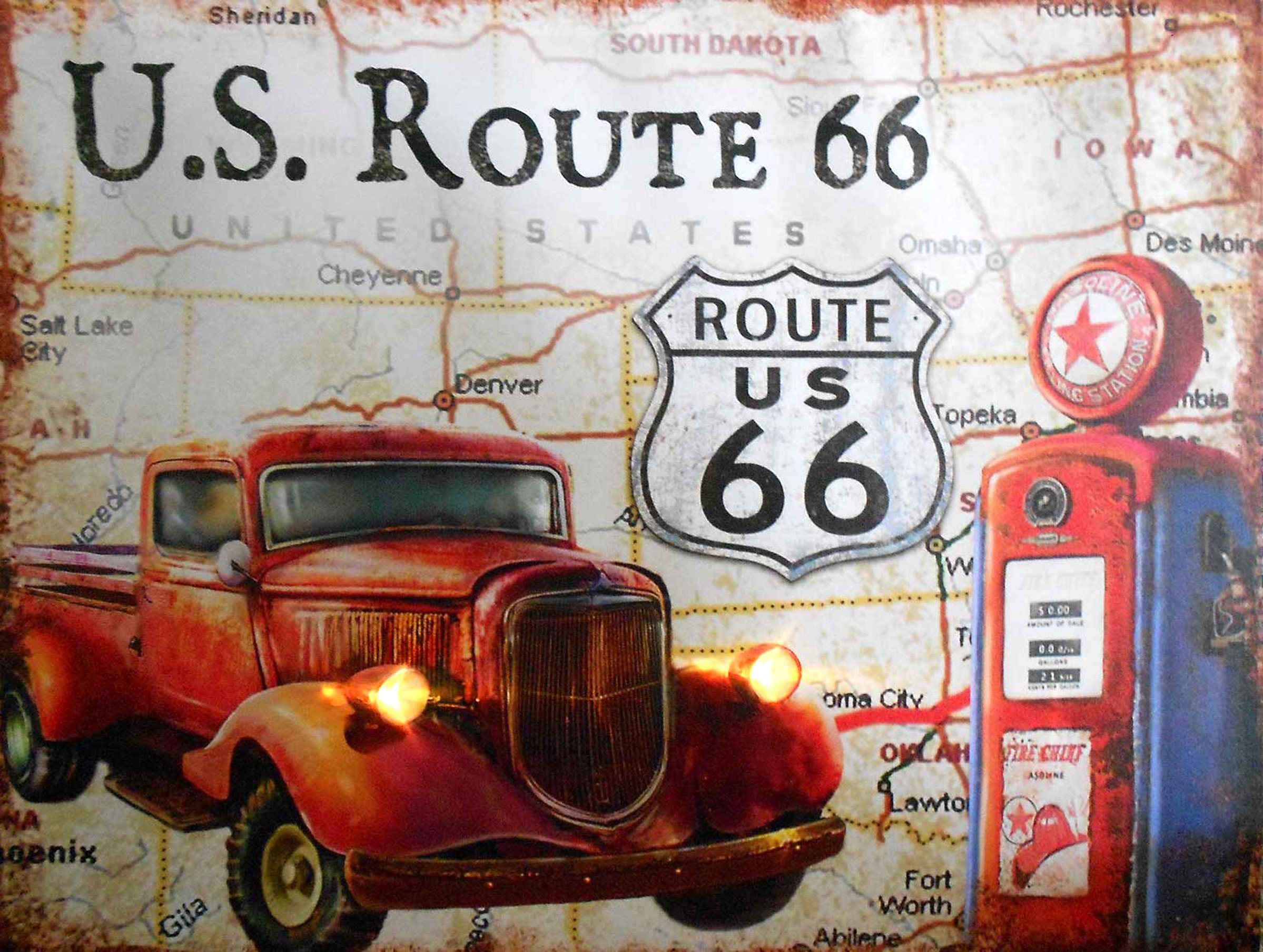 Shawprint US ROUTE 66 RETRO METAL FRIDGE MAGNET 100MM X 75MM (134F)