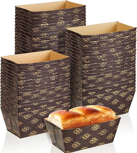 Tessco - 60 piezas de mini moldes de papel desechables rectangulares de papel para hornear pan rápido pequeños panes de calabaza, microondas y