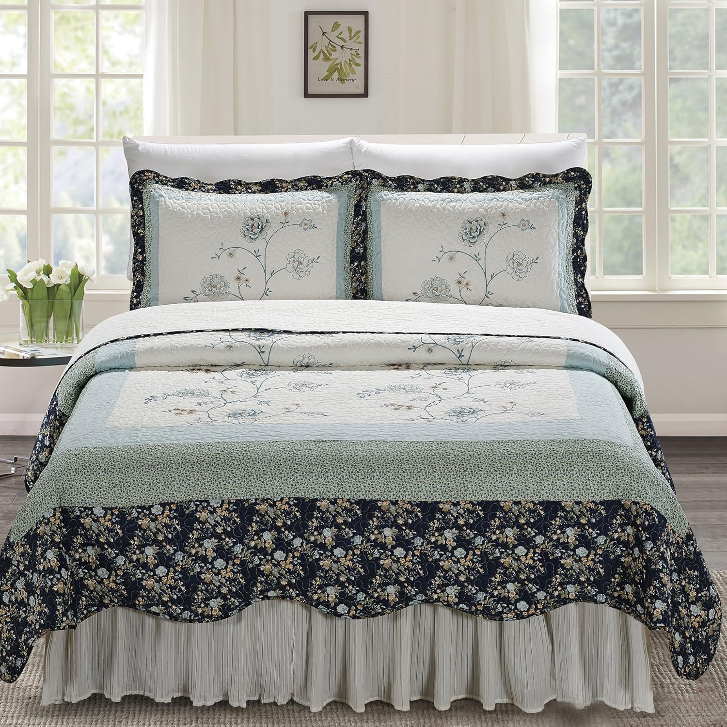 Home Soft Things Dorset Bedspread, 90" x 90", Blue