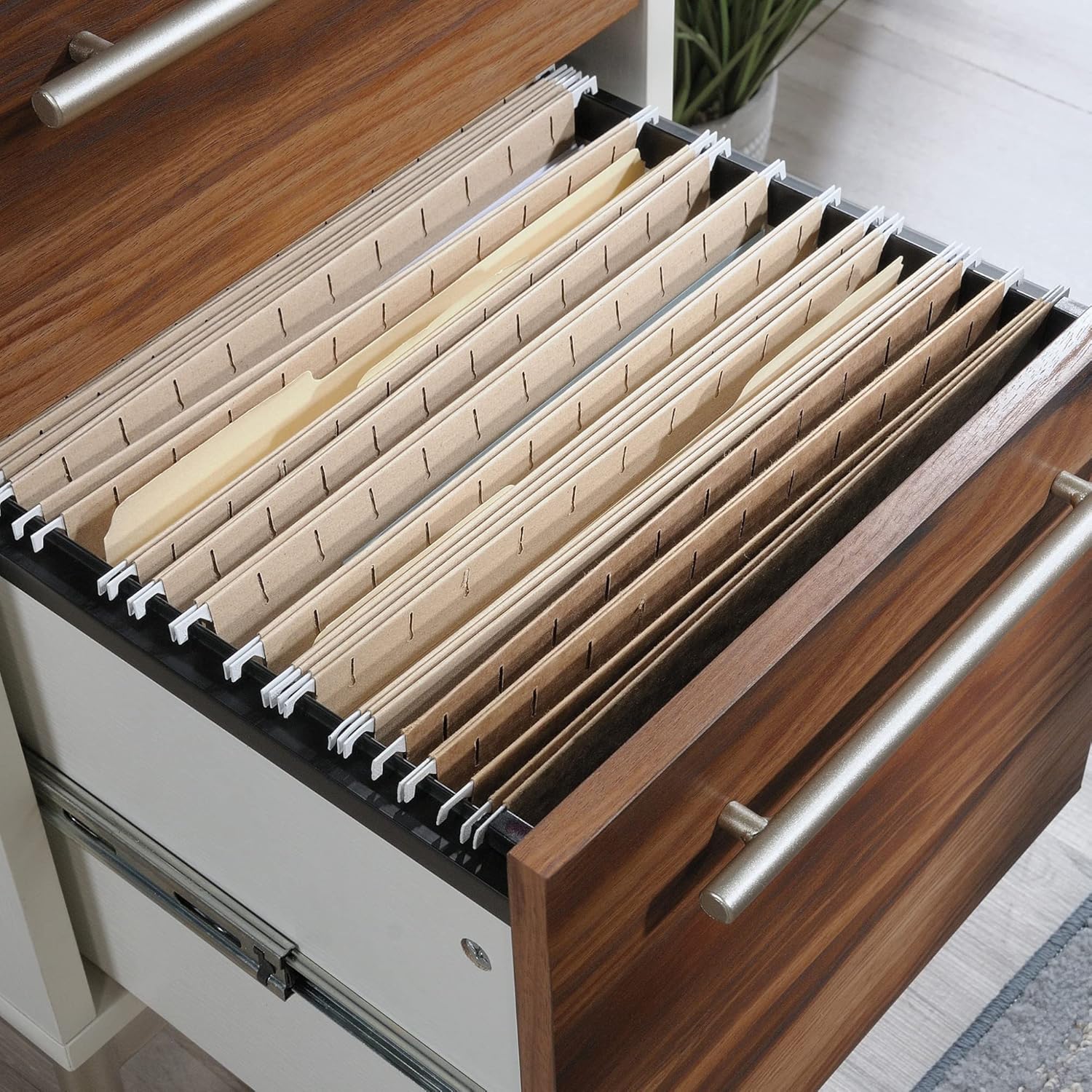 Sauder Vista Key 19"D Vertical 2-Drawer File Cabinet, Pearl Oak/Blaze Acacia