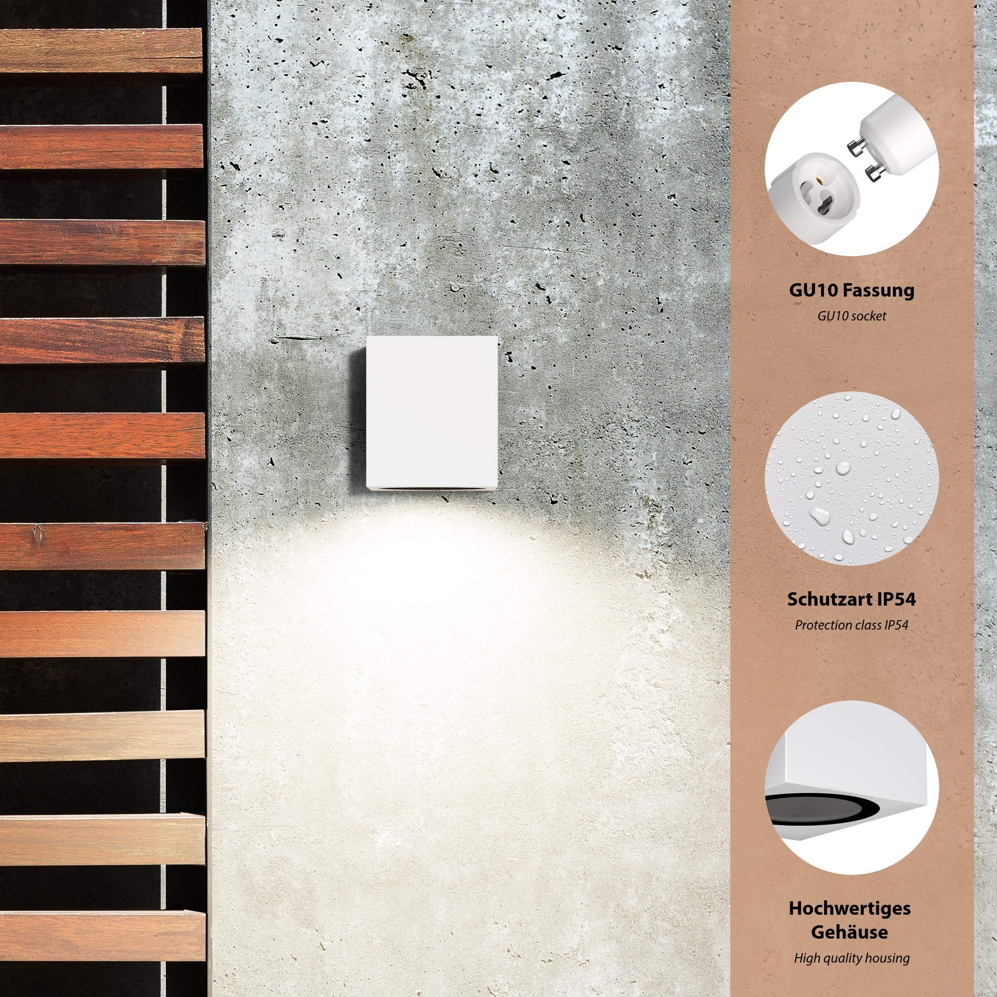 2x applique ALSE per esterni IP54 downlight bianco opaco angolare