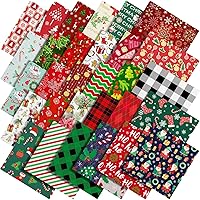 Vista 9 de Shimeyao Paquete de 60 piezas de tela de acolchado de Navidad de 10 x 10 pulgadas, diseño de rayas con puntos rojos brillantes y verdes, suministros