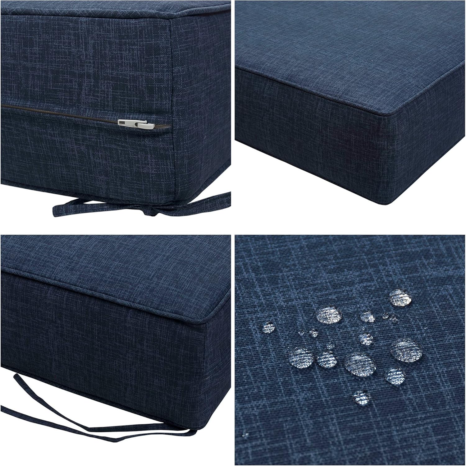 IN4 Care Outdoor Patio Deep Seat Cushions and Back, All Weather Large Size Replacement Cushion for Patio Chair Furniture, 24" x 24" x 6" - Solid Marine Blue : Patio, Lawn & Garden