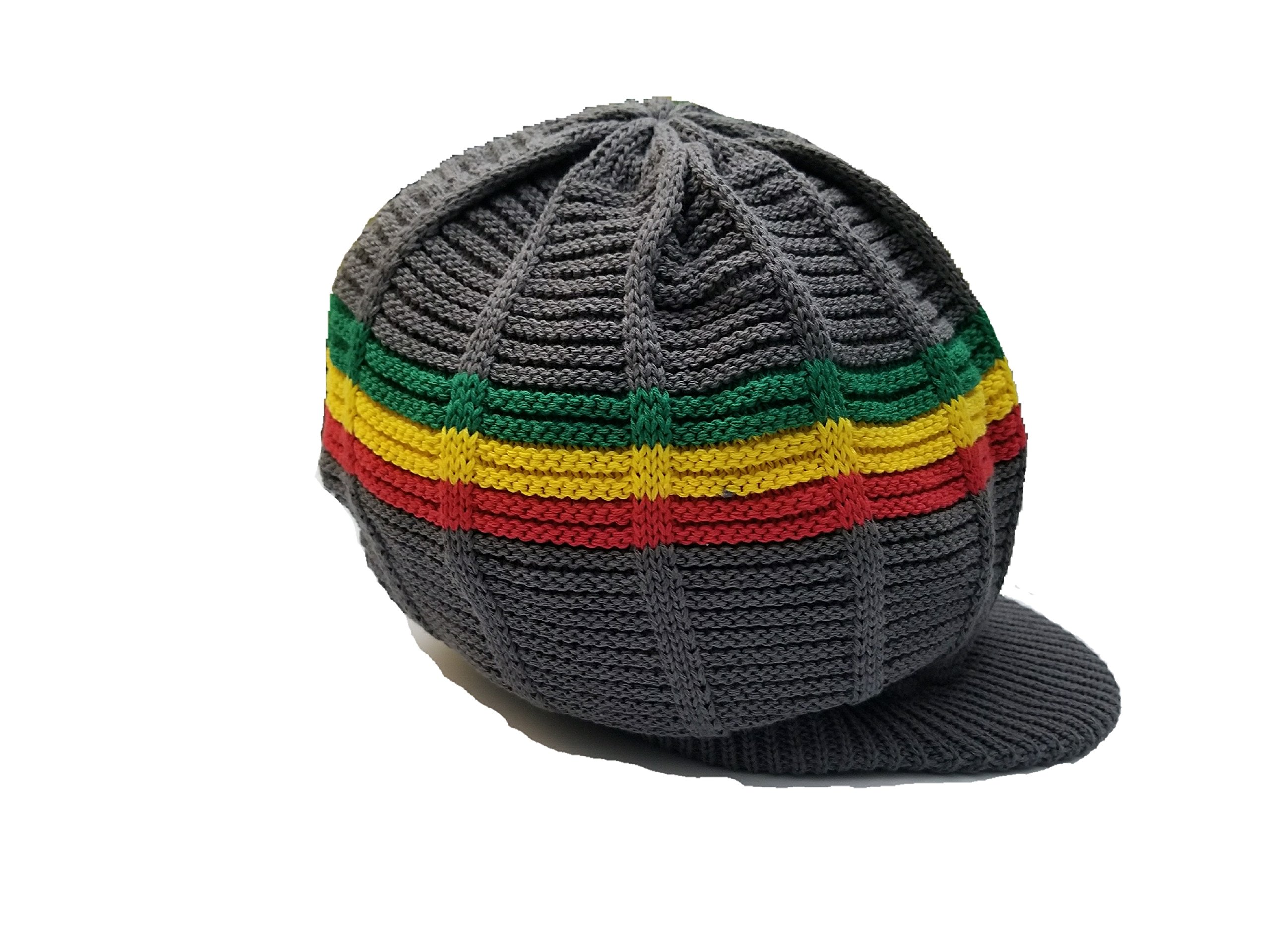 FIREBUN Gray Rasta Hat Jamaica Dreadlocks Tam Crown Cap Medium to X-Large