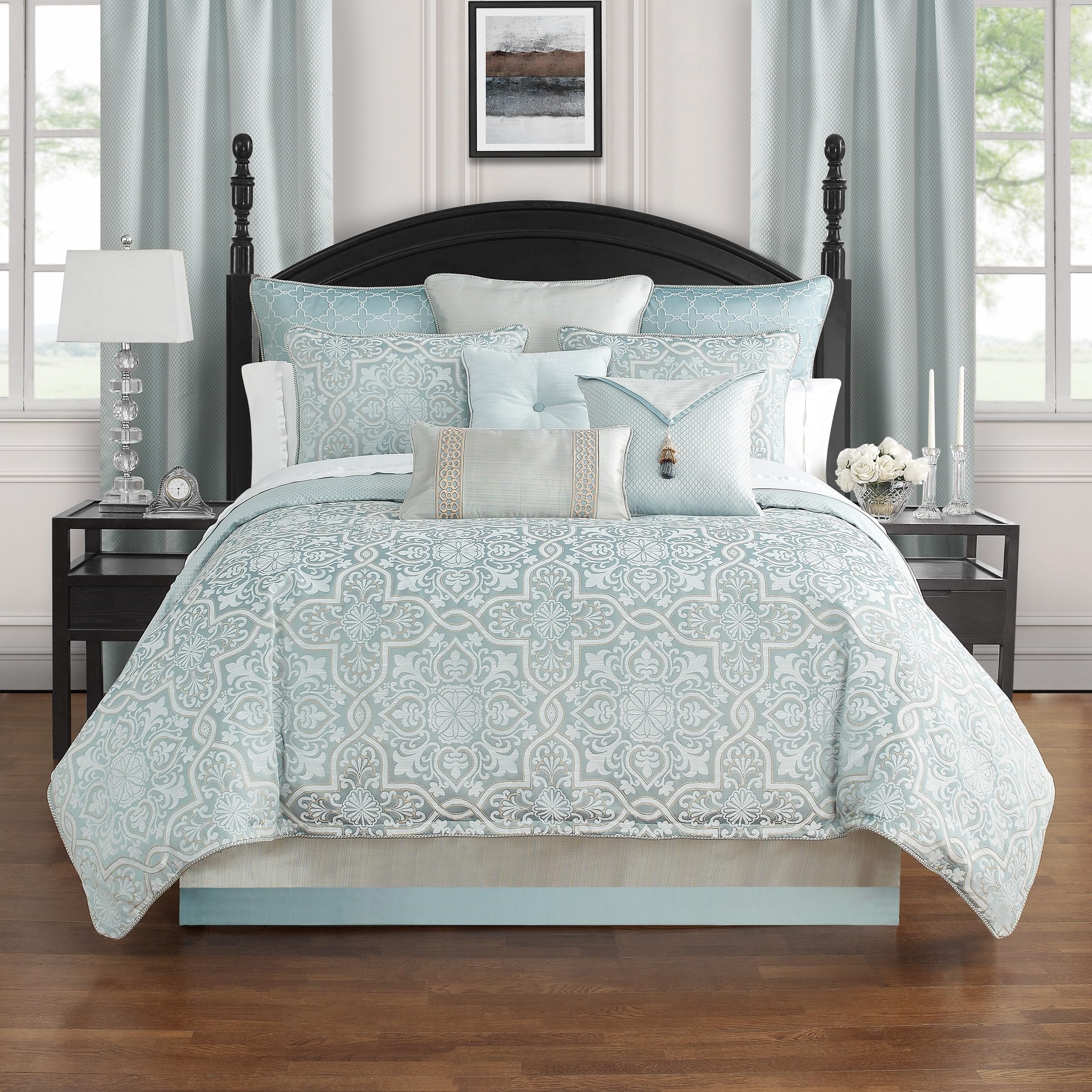 Waterford Laurent Navy 6 Piece Comforter Set IN Queen- Final sale