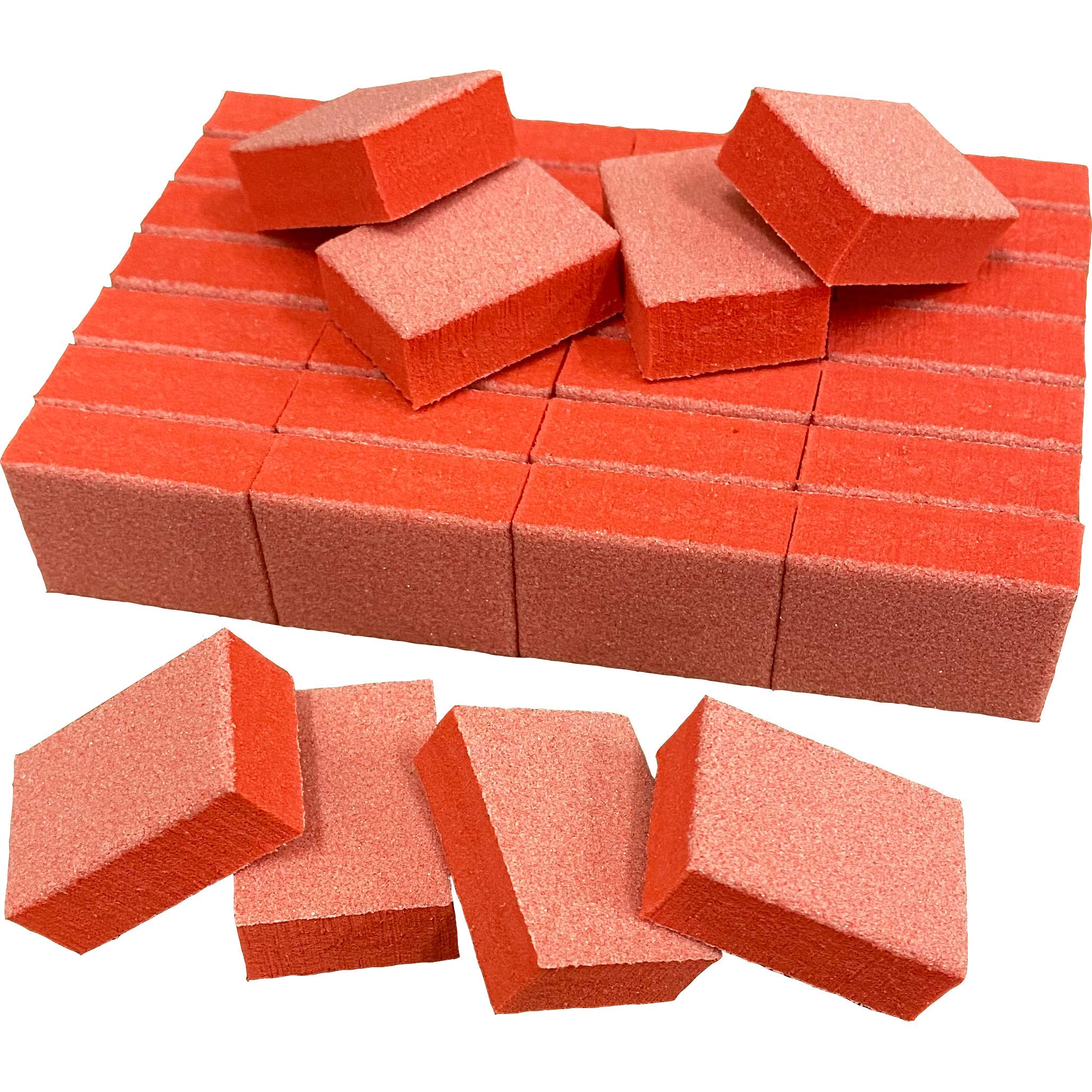 PrettyClaw | 40pc Mini Disposable Nail Buffer Blocks 80/80 White Grit Orange Buffing Sanding Nail File 2 Sided