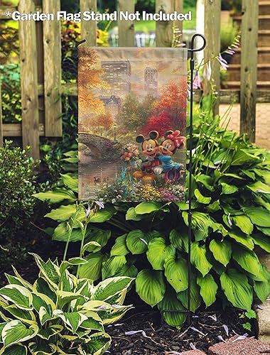 Miniatura 2 de Flagology. Com, Disney, Thomas Kinkade, Mickey Mouse y Minnie Mouse, Mickey Minnie Central Park, bandera de jardín para exteriores, 12.5 x 18
