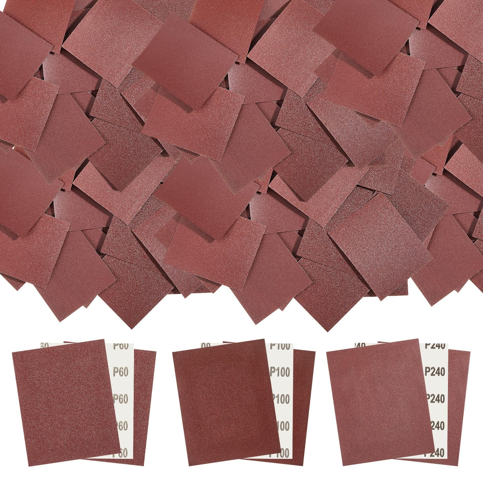 120 hojas de papel de lija de 1/4 de hoja para lijadora de palma de 4.5 x 5.5 pulgadas, surtido de papel de lija incluye 40 de grano 60, grano 40 de grano 100 y 40 de 240 para muebles