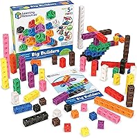 Learning Resources MathLink Cubes Big Builders: 200 Colorful STEM Blocks for Math Skills, Creativity & Fine Motor Ages 5+