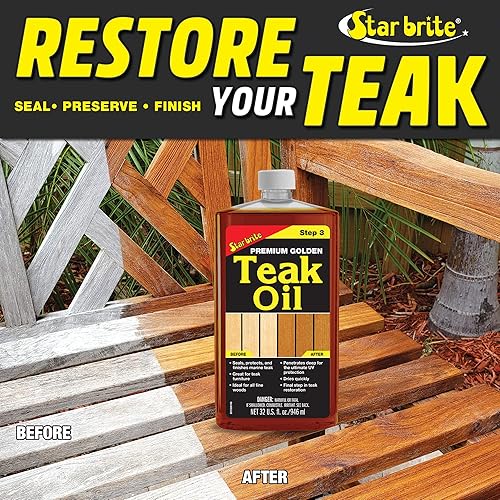 Miniatura 5 de STAR BRITE Aceite de teca dorado de alta calidad conservador manchas sellador protege los muebles de madera y teca para exteriores con protección de