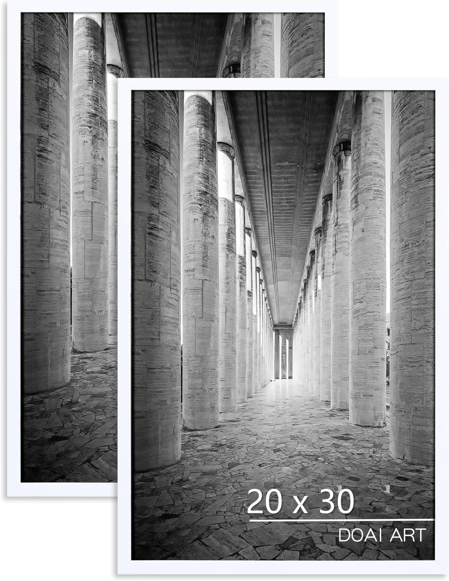 DOAI ART 20x30 Frame White 2 Pack, 20x30 Poster Frame or Picture Frame 20x30 with HD Plexiglass for Horizontal or Vertical Wall Mounting, 20 x 30 frame Durable Scratch-proof Safe and Artistic Large
