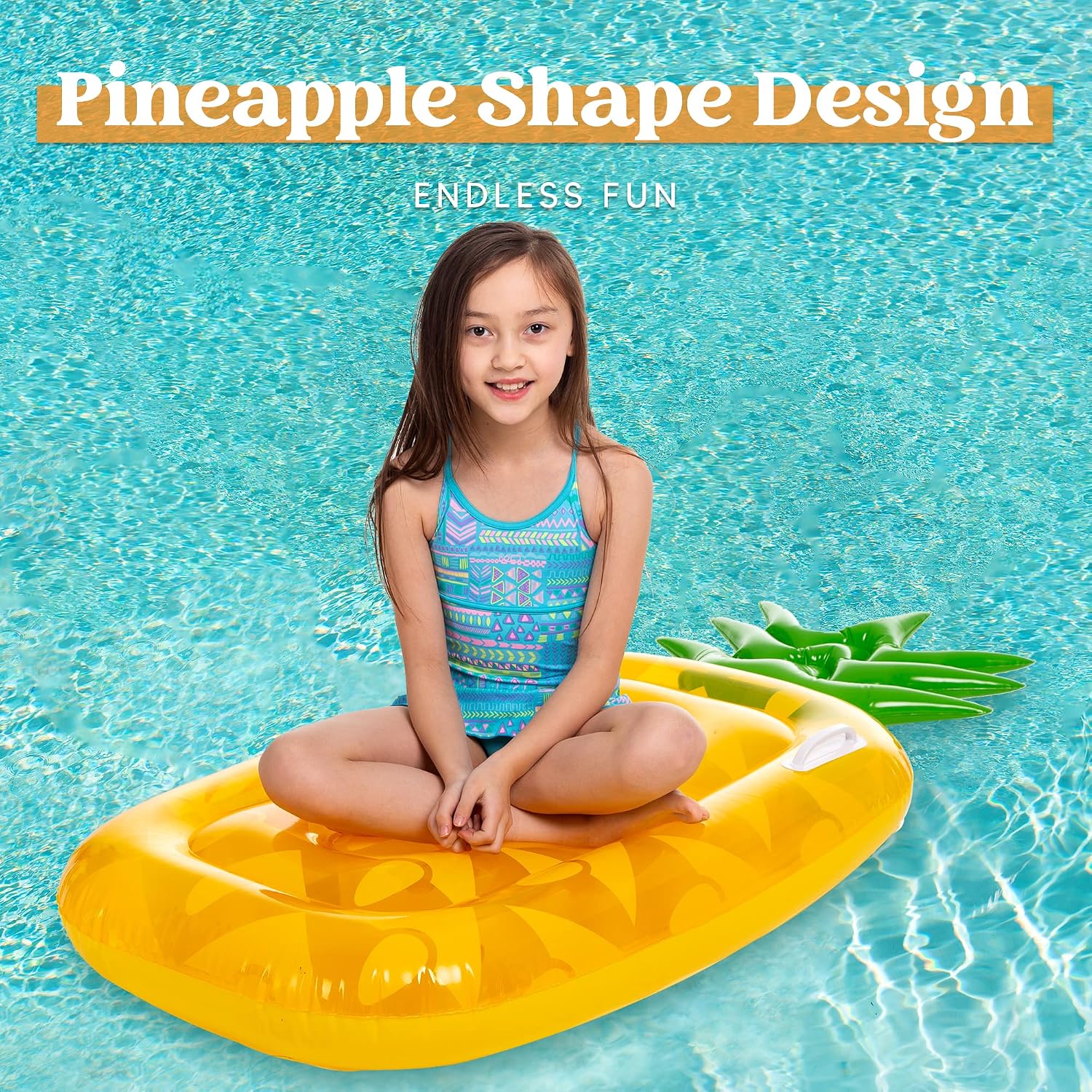 58” Inflatable Pineapple Pool Float, Fun Beach Floaties, Swim Party Toys, Pool Island, Summer Pool Raft Lounge for Kids