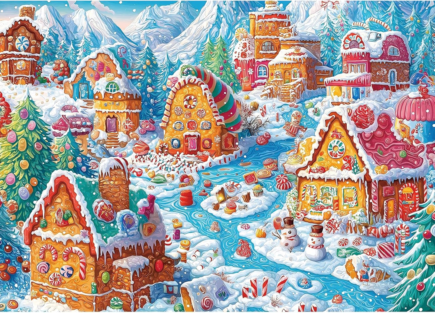 Christmas Village 1000 Piece Puzzle for Adults, Fun Puzzles for Adults 1000 Pieces with HD Print & Poster, 27.5 * 19.7 in Dust Free, for Gifts Halloween Christmas Family Games Lovers