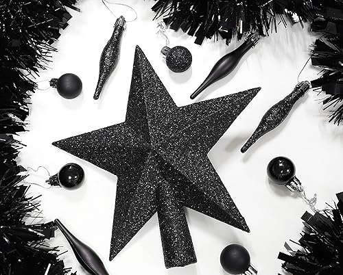 Miniatura 2 de Christmas Concepts Decoración de estrella con purpurina de 7.9 in para árbol de Navidad (negro)