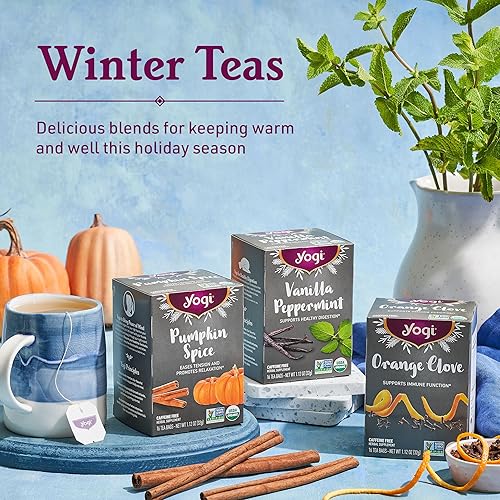 Miniatura 5 de Yogi Tea Pumpkin Spice Tea  16 bolsas de té por paquete (4 paquetes)  Bolsas de té de especias de calabaza orgánica de edición limitada  Perfecto