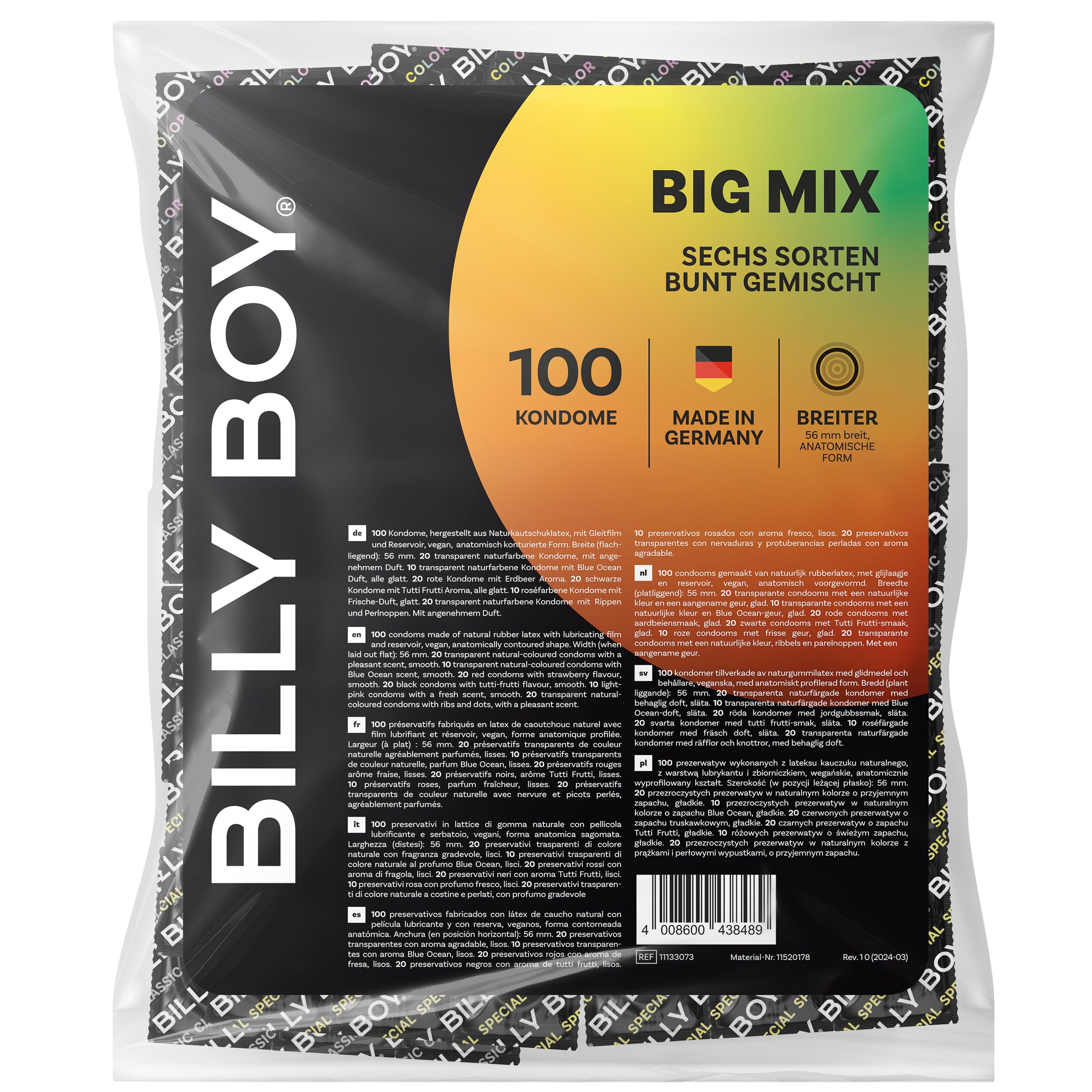BILLY BOY Kondome Big Mix 200er | 56 mm | Kondommix in breiter Passform | verschiedene Sorten bunt gemischt | (2 x 100 Stück)