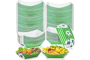 MotBach 120 Pack Soccer Theme Paper Food Boat Trays