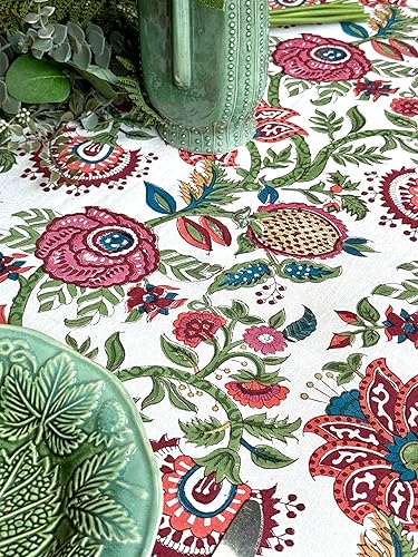 Miniatura 124 de ATOSII Amalfi - Mantel rectangular de otoño 100% algodón, bohemio, estampado a mano, para cocina, mesa de comedor, lino, decoración de otoño