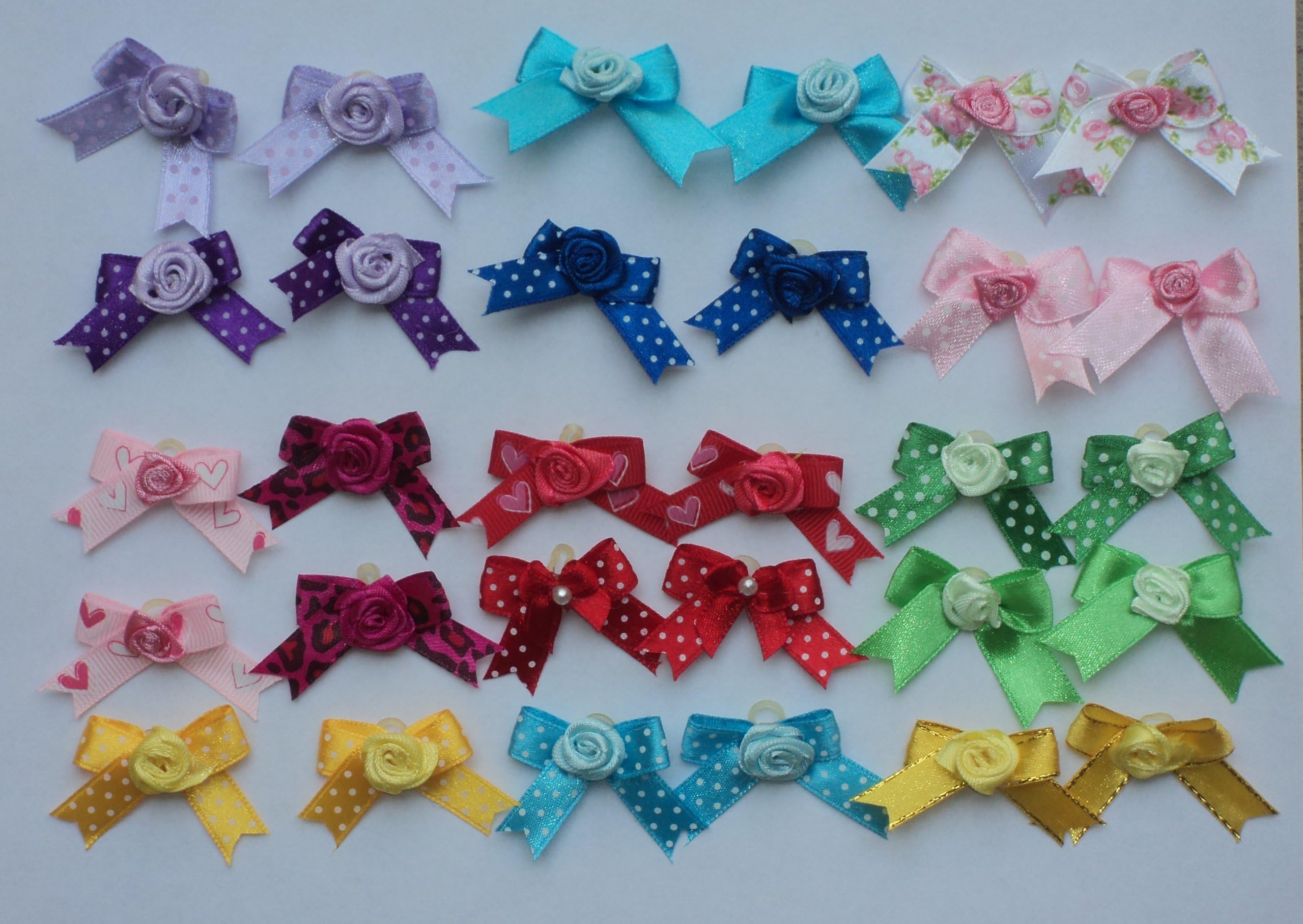 30 Dog Hair Bows -Tiny Bows 1 inch for small dogs less than 8LBS