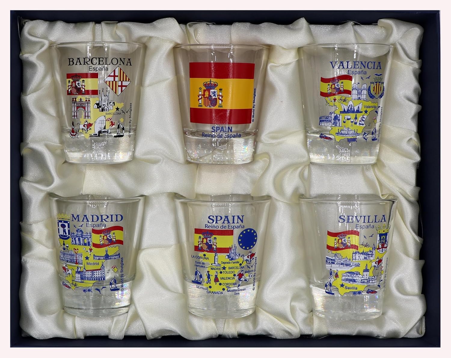 Spain Souvenir Boxed Shot Glass Set (Set of 6)