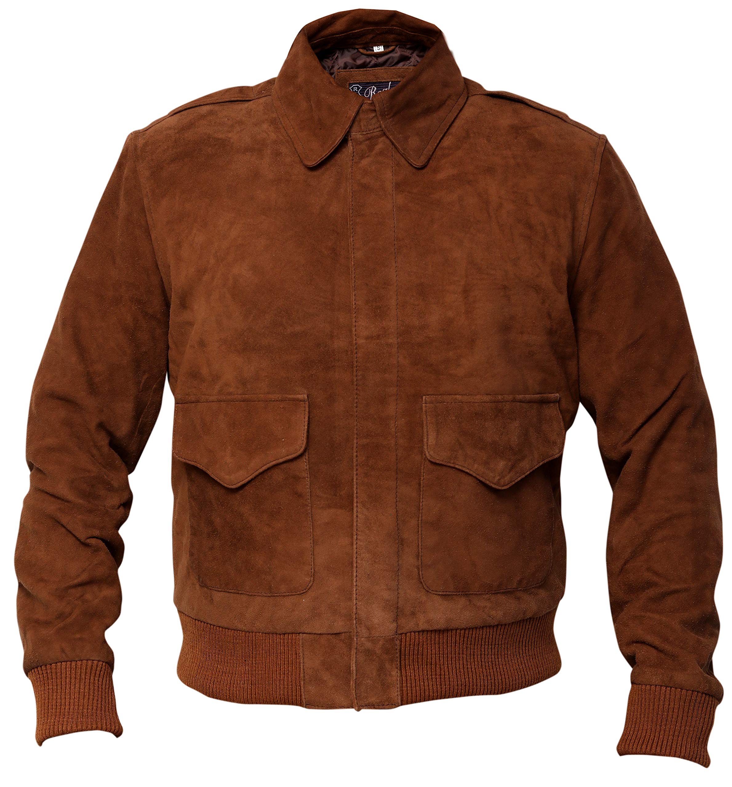 RSH LeatherCraft A2 Suede Brown Bomber Sheepskin Leather Aviator
