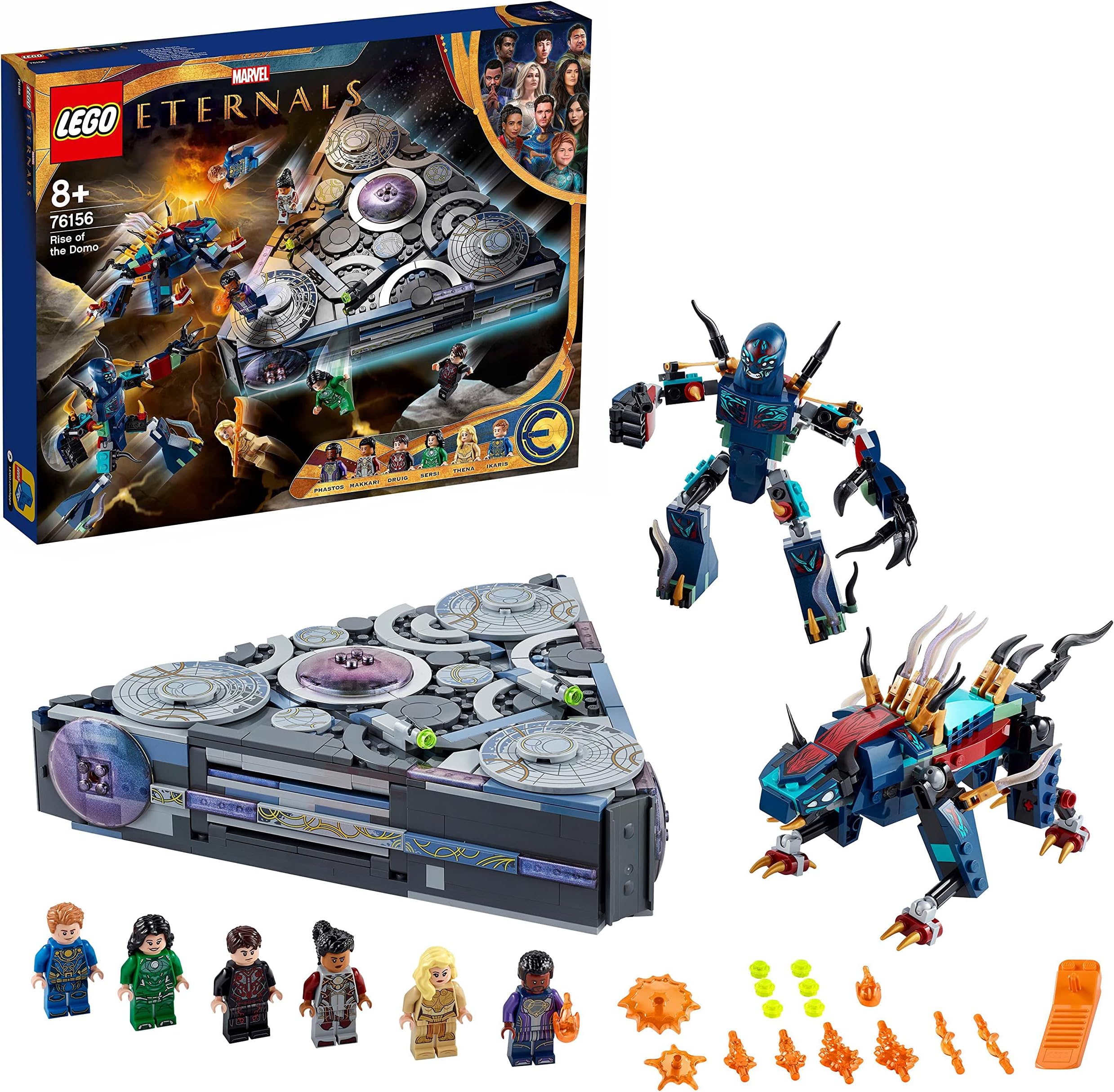 76156 Marvel Rise of the Domo Space Building Set, Superhero Spaceship Toy from The Eternals Movie with 2 Deviant Action Figures, Gifts for Kids, Boys & Girls