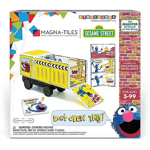 CreateOn Magna-Tiles “Sesame Street” Toys, Magnetic Building Toys from “Sesame Street” Books, The Monster at The End of This Story Magnetic Tiles, Educational Toys for Ages 3+, 14 Pieces