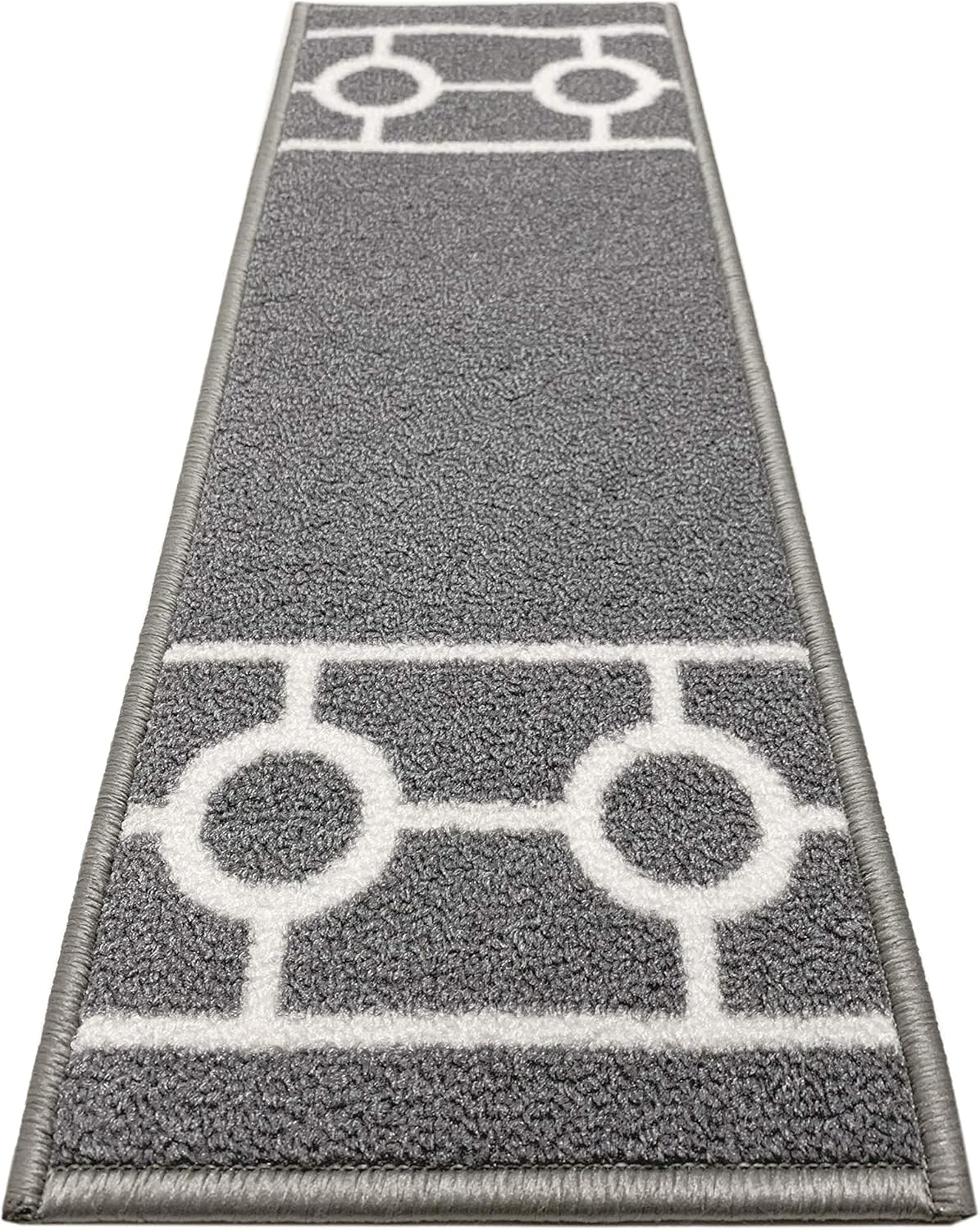 Bеѕt Dеаl 🛒 Machine Washable Stair Treads Skid Slip Resistant Backing Indoor Carpet Stair Treads Chain Border Design 8.5 inch x 26 inch (Set of 13, Grey White) Bіg Sаlе Machine Washable Stair Treads Skid Slip Resistant Backing Indoor Carpet Stair Treads Chain Border Design 8.5 inch x 26 inch (Set of 13, Grey White)