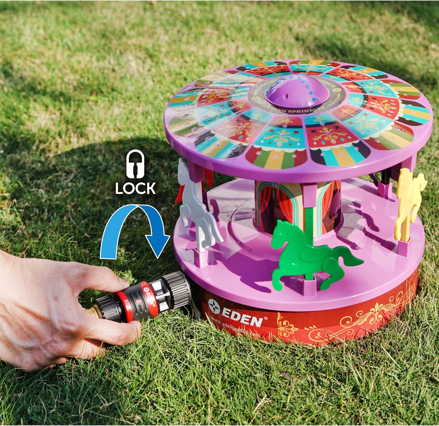 Eden 94137 Sprinkler for Yard Watering up to 2,800 sq. ft., Bundled with/Quick Connect Starter Set, Suitable for Agricultural& Horticultural use