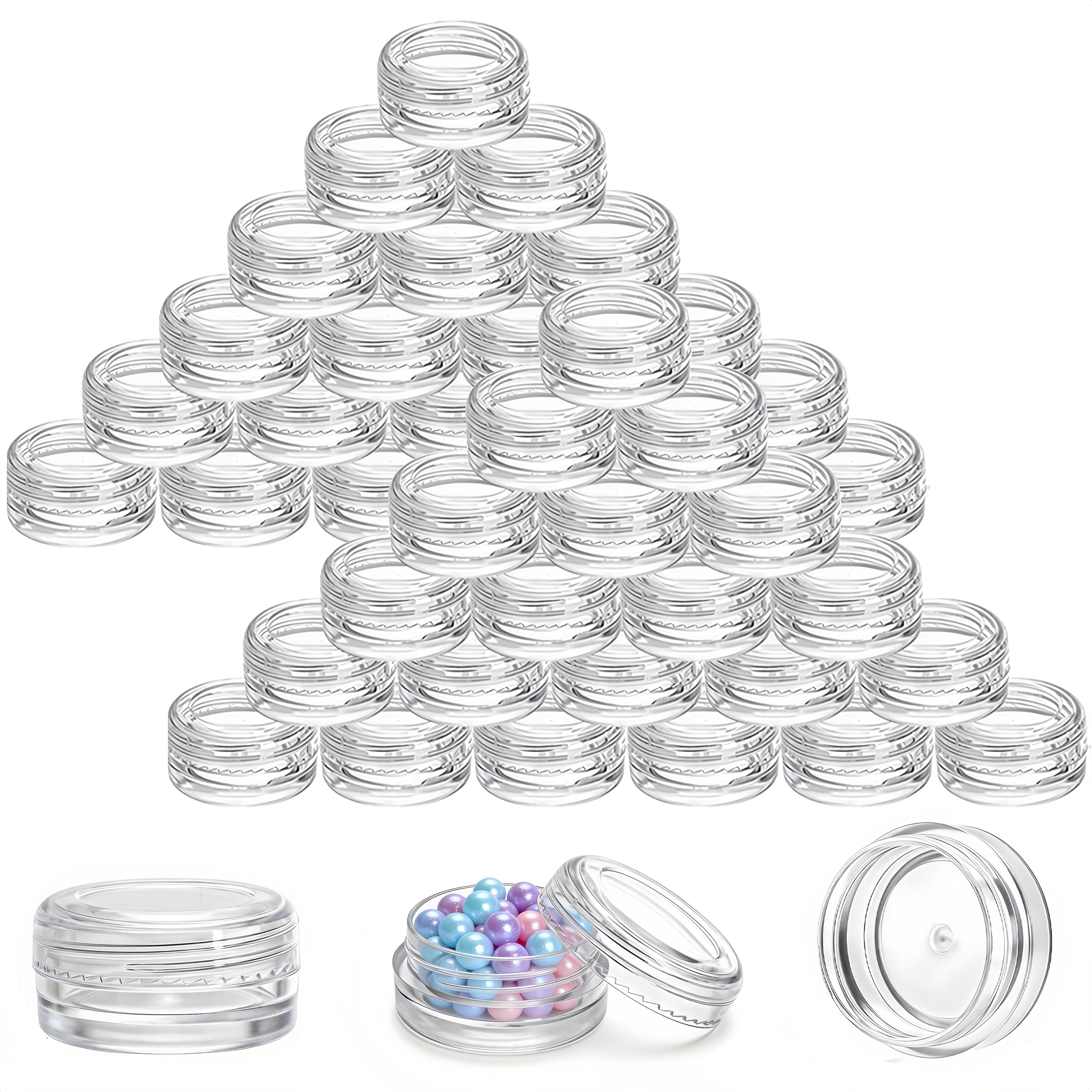 Lawei 108 Pezzi Contenitori Cosmetici Vuoti Viaggio Vasetti Barattolo Set con Coperchio per Stoccaggio di Creme Campione - 3 g/ 3 ml, Trasparente