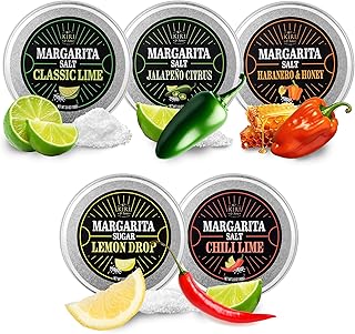 5-Pack Premium Margarita & Cocktail Flavored Salt Rimmer, Variety Set 3....
