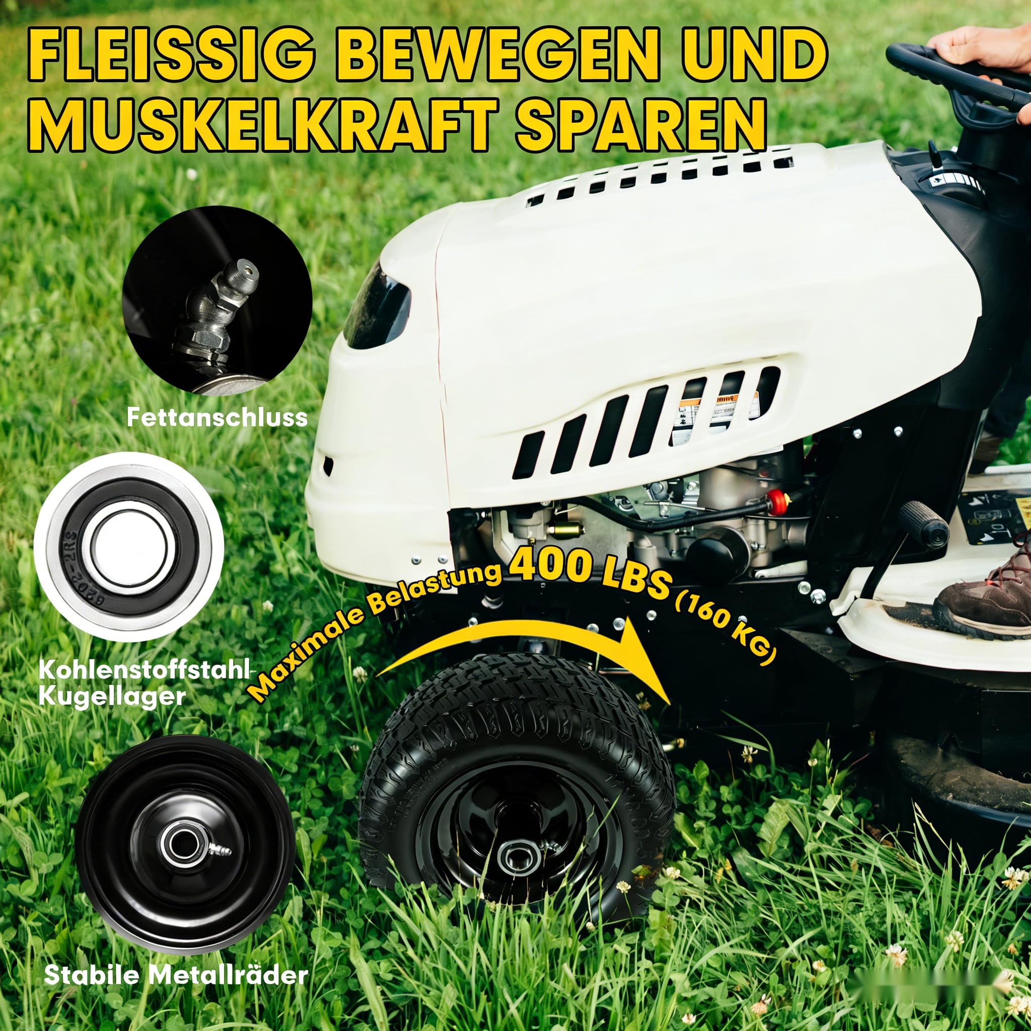 11x6,00-5 Rasenmäherräder Pannfrei 2 Stück Robuste Zero Turn Rasenmäher