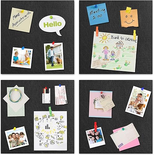 Miniatura 4 de AKTOP Tablón de anuncios de corcho negro de 12 x 12 pulgadas, azulejos de corcho de fieltro de 12 pulgada de grosor, paquete de 12 tablones