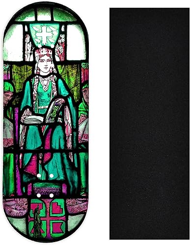 Teak Tuning Tabla de diapasón de madera con estampado de transferencia de calor, diseño de margarita Queen Margaret, cubierta en forma de paleta de