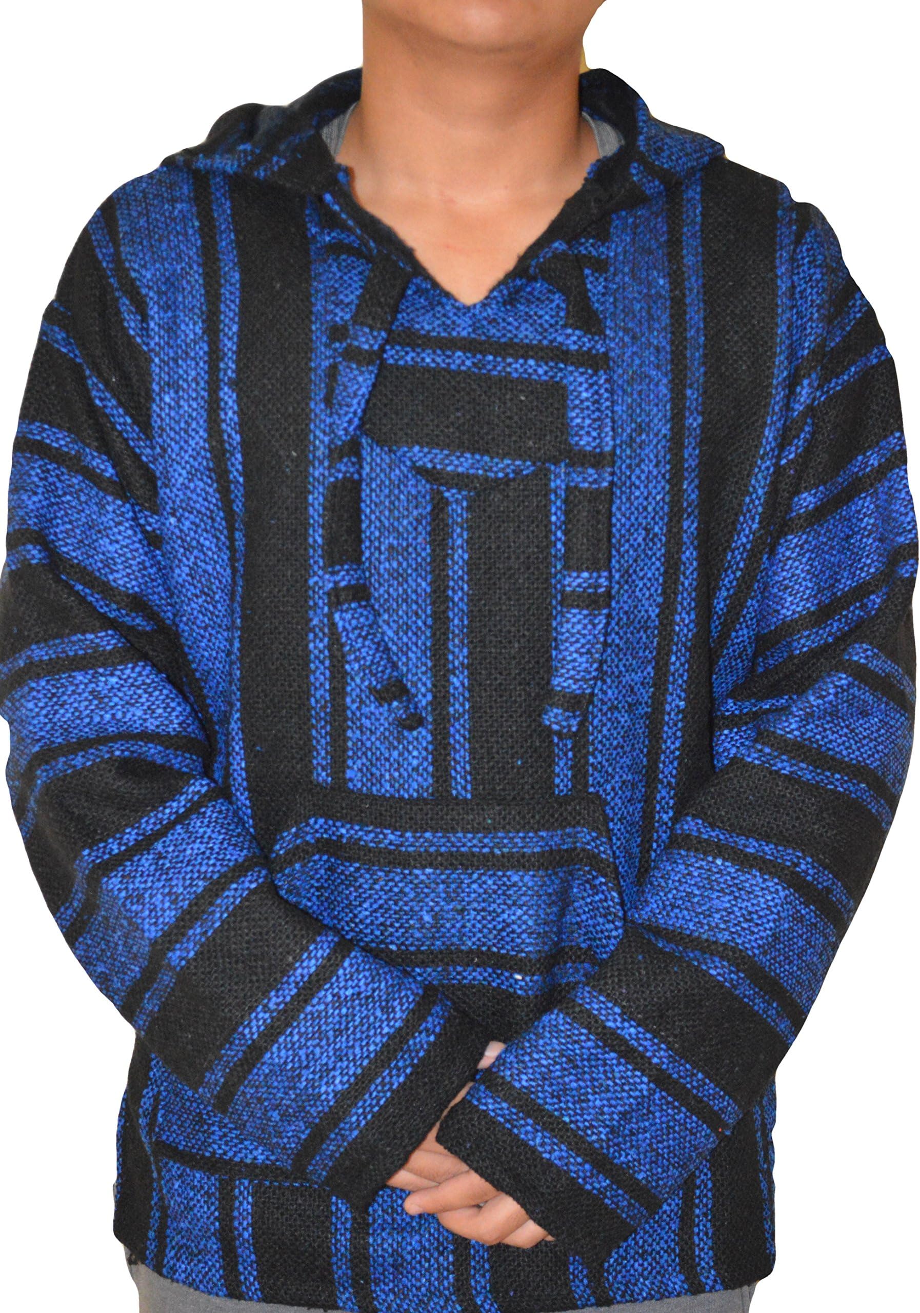 Mexican Baja Hoodie Blue Black Pullover Jerga Mexican Drug Rug Sweatshirt S M L XL 3XL
