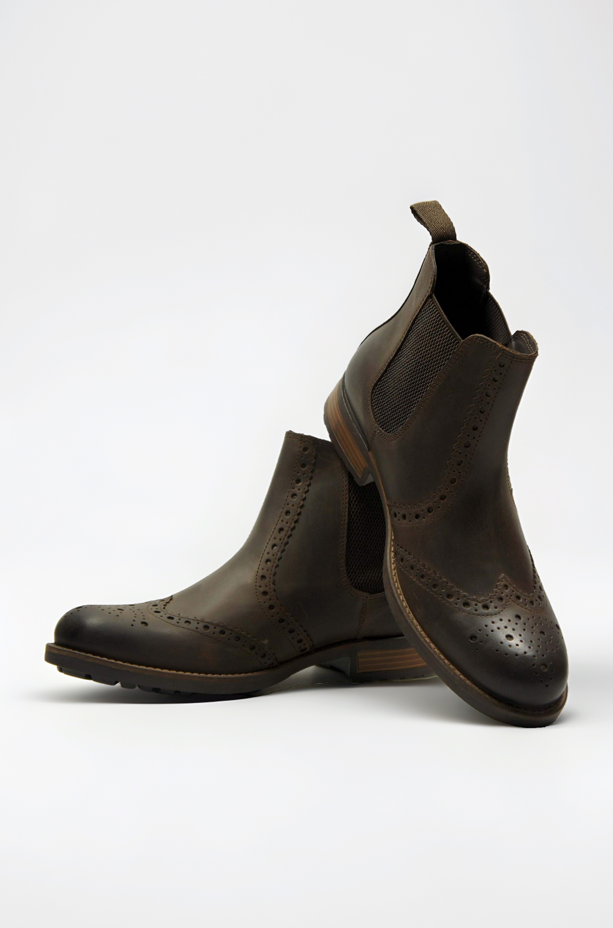 LEATHER BROGUE CHELSEA BOOT FOR MEN