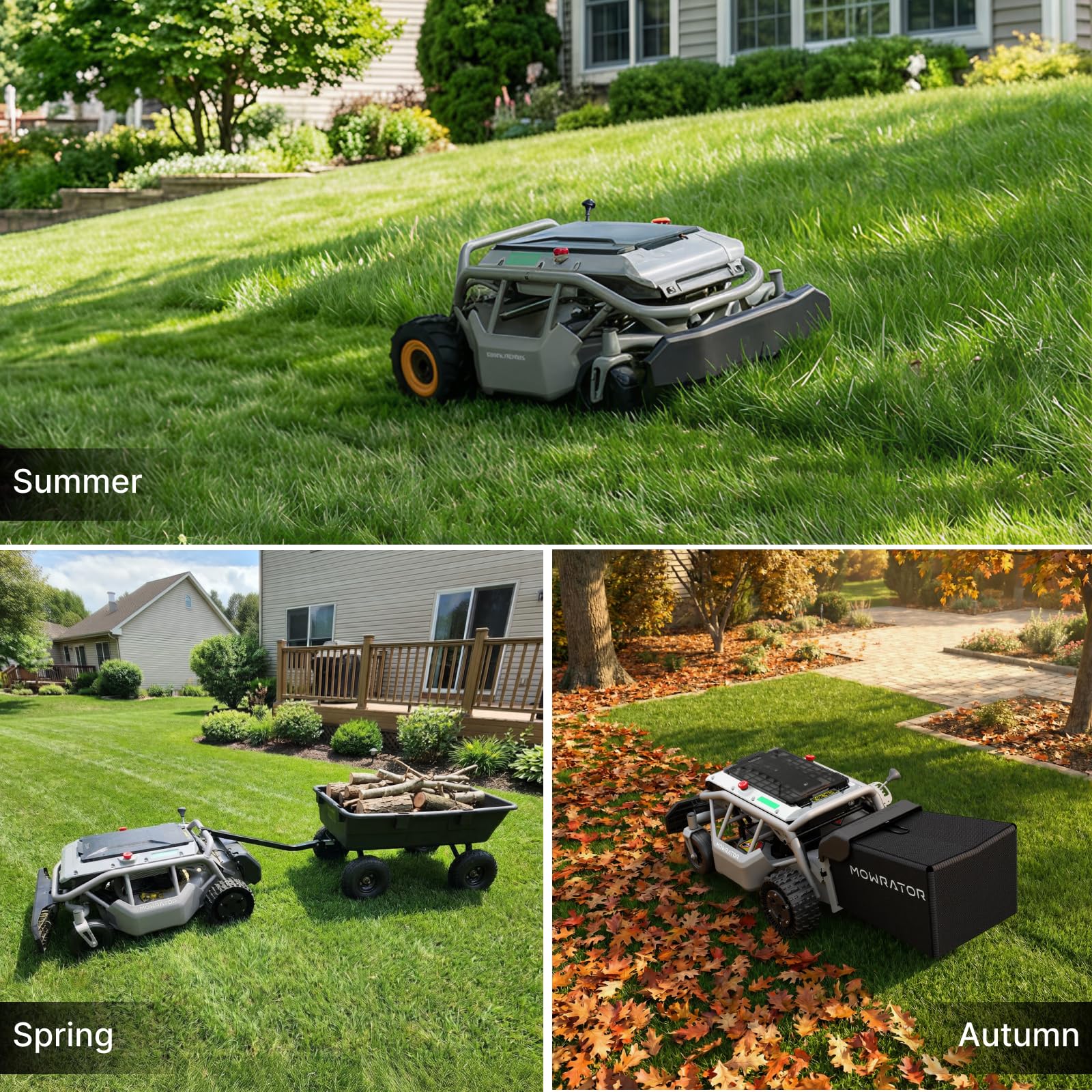 Mowrator S1 2WD 12Ah Ferngesteuerter Rasenmäher mit verformbaren Reifen, Steigungen bis 45% (24°), 53 cm Stahlmesser inkl. Schneid- & Mulchmesser, Schnitthöhe 4,5–11,6 cm, bis zu 3.000 m² Fläche