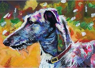 Lurcher Wall Art Print Abstract Décor, Dog Lover Gift idea or Her Him, Expressive Dog Owner Picture Choice of size 8x10, A4 A3 Wall Art Decor Signed by Oscar Jetson (13x19)