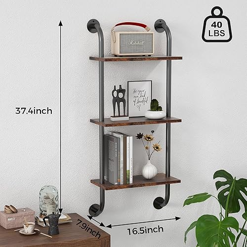 Miniatura 3 de Estantes de baño grises de 2 niveles sobre el inodoro de 24 pulgadas, estantes industriales con toallero, estantes de madera rústica para montaje en