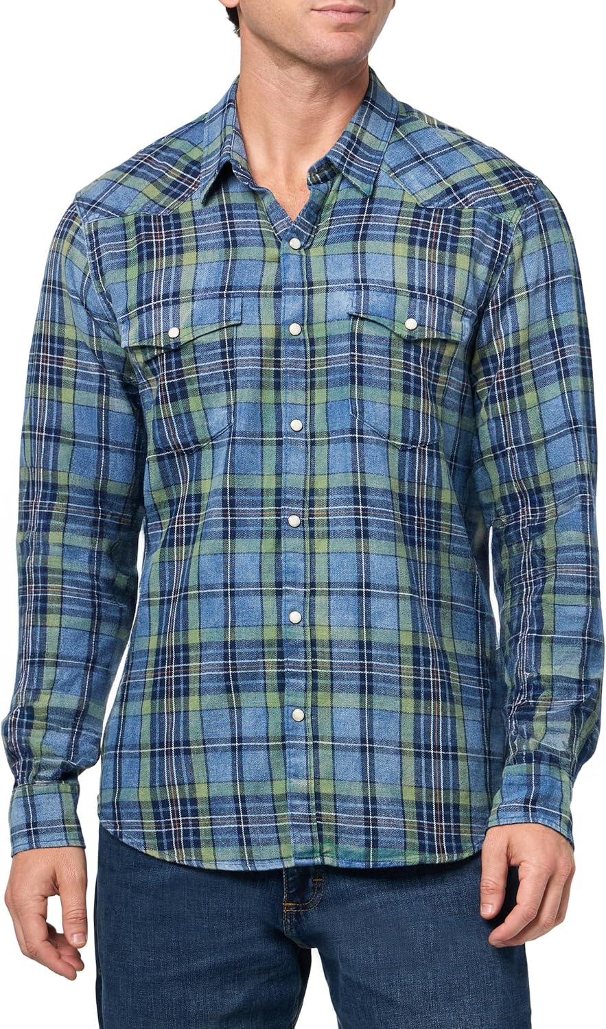 Lucky Brand Men's Indigo Twill Long Sleeve Masa Western Shirt