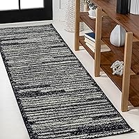 Vista 13 de JONATHAN Y Khalil Alfombra de Área Interior Moderna de Rayas Bereber Crema/Negro, 3x5, Contemporánea, Bohemia, Fácil de Limpiar para Sala de Estar