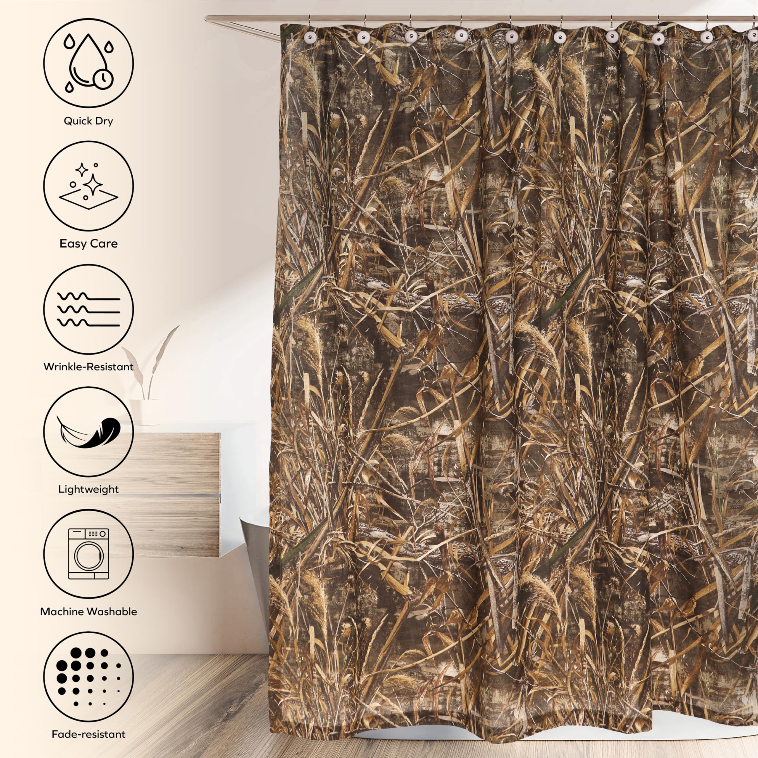 Realtree Max-5 Tenda Doccia Mimetica 182x182 Cm – Camouflage Foresta Con Anelli